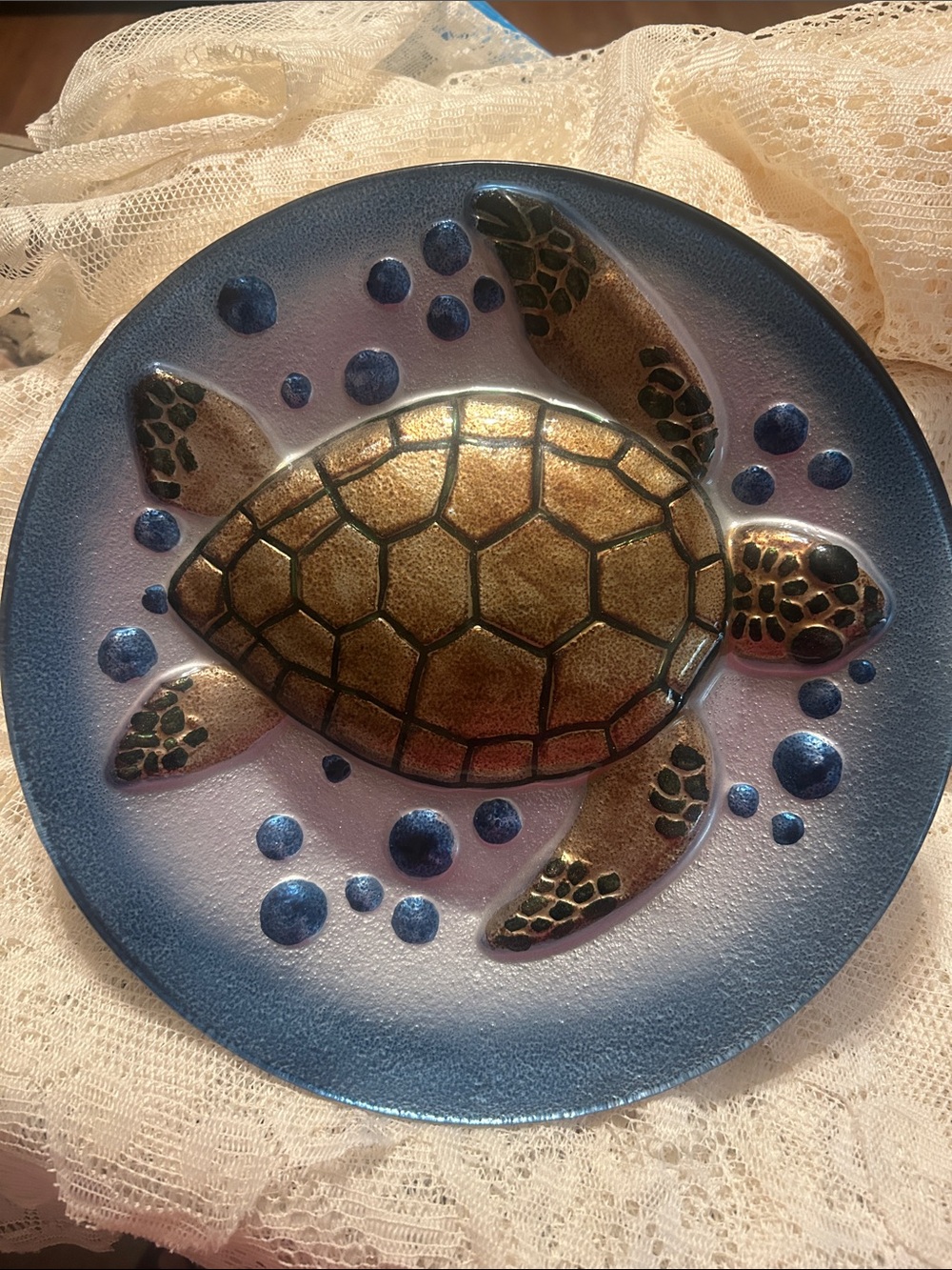 Sea Turtle Glass Plate 12 inch